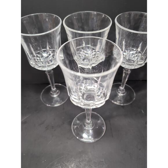 Cristal d'Arques Wine Glasses, 6.75" Longchamp , Vintage Glass Set of 4, Crystal - Picture 5 of 9